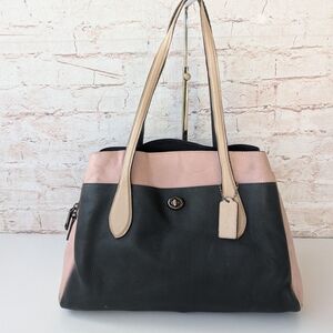 Coach  Lora Carryall in a Green and pink/beige colorblock Shoulder Bag